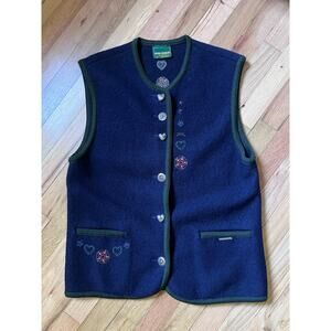 Geiger Collection Womens Vintage Pure Wool Embroidered Stitch Vest Size 38